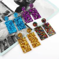 Acrylic Jewelry Earring, Tibetan Style, with Acetate, fashion jewelry & for woman, more colors for choice, 73x28mm, Sold By Pair