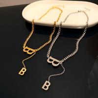 Titanium Steel Necklace, Letter B, plated, fashion jewelry & for woman, more colors for choice, Length:18.54 Inch, Sold By PC