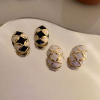 Tibetan Style Stud Earring, fashion jewelry & for woman & enamel, more colors for choice, 24x18mm, Sold By Pair