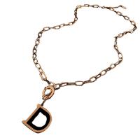 Titanium Steel Necklace Letter D fashion jewelry & for woman golden Length 26.8 Inch Sold By PC