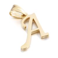 Titanium Steel Pendants, Alphabet Letter, 18K gold plated, letters are from A to Z & Unisex, more colors for choice, 17x26mm, Sold By PC
