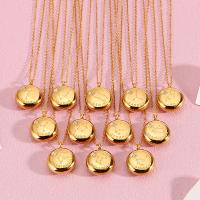 Titanium Steel Necklace, with Cubic Zirconia, Round, gold color plated, for woman, more colors for choice, 15mm, Length:Approx 15.35 Inch, Sold By PC