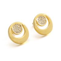 Titanium Steel Stud Earring Round plated for woman & with rhinestone & hollow 17mm Sold By Pair
