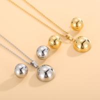 Titanium Steel Jewelry Set Stud Earring & necklace Dome plated for woman 18mm 23mm Length Approx 17.72 Inch Sold By Set