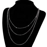 Mode-Multi-Layer-Halskette, Titanstahl, plattiert, drei Schichten & für Frau, keine, 2mm, Länge:ca. 17.72 ZollInch, verkauft von PC