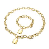 Titanium Steel Jewelry Set bracelet & necklace Lock plated for woman Length Approx 7.87 Inch Approx 19.69 Inch Sold By Set