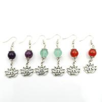 Natural Gemstone Earrings Natural Stone with Iron & Zinc Alloy platinum color plated vintage & for woman Sold By Pair