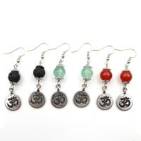 Natural Gemstone Earrings Natural Stone with Iron & Zinc Alloy plated vintage & for woman Sold By Pair