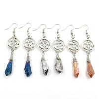 Natural Gemstone Earrings with Iron & Zinc Alloy platinum color plated vintage & for woman Sold By Pair