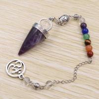 Natural Stone Pendulum, with Iron & Tibetan Style, plated, different materials for choice & Unisex, more colors for choice, 17x48mm, Length:Approx 7.48 Inch, Sold By PC
