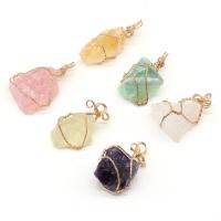Gemstone Pendants Jewelry, with Brass, irregular, gold color plated, fashion jewelry, more colors for choice, 25x40-30x45mm, Sold By PC