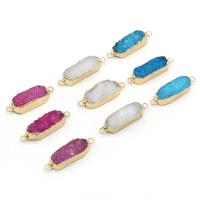 Ice Quartz Agate Connetor, with Tibetan Style, Rectangle, gold color plated, DIY, more colors for choice, 10x34mm, Sold By PC