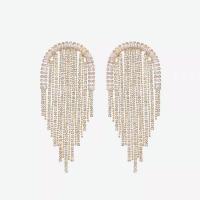 Brass Tassel Earring plated for woman & with rhinestone nickel lead & cadmium free Sold By Pair