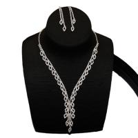 Rhinestone Jewelry Sets earring & necklace Brass plated 2 pieces & for woman & with rhinestone & hollow nickel lead & cadmium free Length Approx 17.7-19.6 Inch Sold By Set