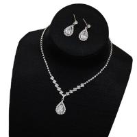 Rhinestone Jewelry Sets earring & necklace Brass with 5.9inch extender chain plated 2 pieces & for woman & with rhinestone nickel lead & cadmium free Length Approx 11.8 Inch Sold By Set