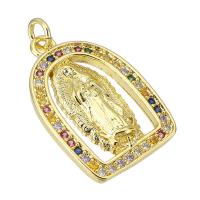 Cubic Zirconia Micro Pave Brass Pendant, gold color plated, micro pave cubic zirconia & hollow, 13x20x2mm, Hole:Approx 2mm, Sold By PC