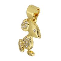 Cubic Zirconia Micro Pave Brass Pendant, Mouse, gold color plated, micro pave cubic zirconia, 8x14x14mm, Hole:Approx 3mm, Sold By PC