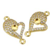 Cubic Zirconia Micro Pave Brass Connector Heart gold color plated micro pave cubic zirconia & hollow Approx 1mm Sold By PC