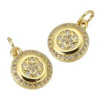 Cubic Zirconia Micro Pave Brass Pendant, gold color plated, micro pave cubic zirconia, 10x12x2mm, Hole:Approx 3mm, Sold By PC