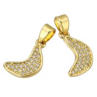 Cubic Zirconia Micro Pave Brass Pendant, gold color plated, micro pave cubic zirconia, 8x13x4mm, Hole:Approx 3mm, Sold By PC