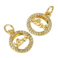Cubic Zirconia Micro Pave Brass Pendant gold color plated micro pave cubic zirconia & hollow Approx 3mm Sold By PC