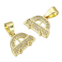 Cubic Zirconia Micro Pave Brass Pendant, gold color plated, micro pave cubic zirconia & hollow, 11x13x4mm, Hole:Approx 3mm, Sold By PC
