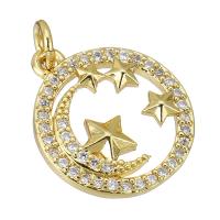 Cubic Zirconia Micro Pave Brass Pendant, gold color plated, micro pave cubic zirconia & hollow, 15x17x2mm, Hole:Approx 2mm, Sold By PC