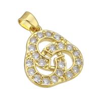 Cubic Zirconia Micro Pave Brass Pendant, gold color plated, micro pave cubic zirconia & hollow, 14x16x4mm, Hole:Approx 3mm, Sold By PC