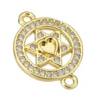 Cubic Zirconia Micro Pave Brass Connector, gold color plated, micro pave cubic zirconia & hollow, 18x13x2mm, Hole:Approx 2mm, Sold By PC