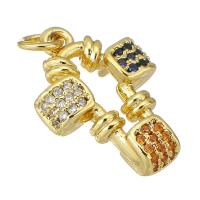 Cubic Zirconia Micro Pave Brass Pendant, gold color plated, micro pave cubic zirconia & hollow, 13x18x4mm, Hole:Approx 2mm, Sold By PC