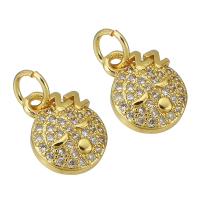 Cubic Zirconia Micro Pave Brass Pendant, gold color plated, micro pave cubic zirconia, 8x11x3mm, Hole:Approx 3mm, Sold By PC