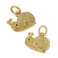 Cubic Zirconia Micro Pave Brass Pendant, Snail, gold color plated, micro pave cubic zirconia, 11x9x2mm, Hole:Approx 3mm, Sold By PC