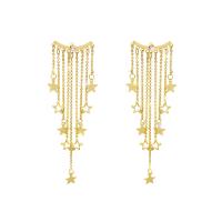 Fashion Fringe Earrings, Tibetan Style, gold color plated, for woman, 22x85mm, 10Pairs/Lot, Sold By Lot