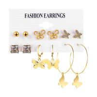 Tibetan Style Earring Set, gold color plated, 6 pieces & different styles for choice & for woman & with rhinestone, nickel, lead & cadmium free, Sold By Set