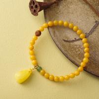 Beeswax Bracelet, with Sandalwood & Jasper Stone, for woman, 6mm, Length:Approx 16 cm, Sold By PC