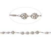 Messing dekorative kæde, blomst kæde & bar kæde, gylden, 10x8mm, Længde 1 m, Solgt af m