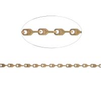 Brass Soldered Chain, golden, 7x3x3mm, Length:1 m, Sold By m