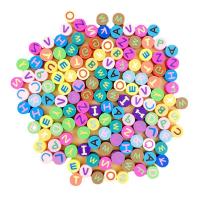 Perles en argile polymère, argile de polymère, Rond, DIY & avec le motif de lettre, multicolore, 9x9mm, Vendu par PC
