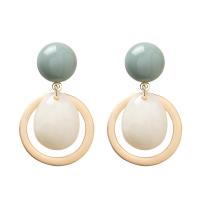Resin Earring Zinc Alloy with Resin fashion jewelry & for woman green Sold By Pair