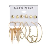 Zinc Alloy Earring Set plated 6 pieces & fashion jewelry & for woman golden Sold By Set