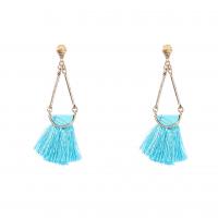 Fashion Fringe Earrings, Tibetan Style, with Polyester Yarns & Resin, fashion jewelry & for woman, more colors for choice, 97x45mm, Sold By Pair