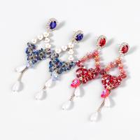 Resin Øreringe, Zinc Alloy, med ABS plastik perle & Resin, mode smykker & for kvinde, flere farver til valg, 103x25mm, Solgt af par