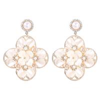 Zinc Alloy Drop Earrings with ABS Plastic Pearl & Resin fashion jewelry & for woman white Sold By Pair