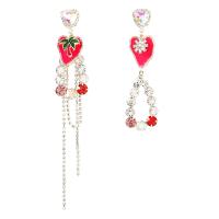 Asymmetric Earrings Zinc Alloy fashion jewelry & for woman & enamel & with rhinestone multi-colored Sold By Pair