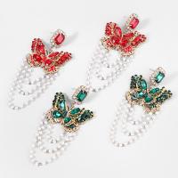 Rhinestone Earring Zinc Alloy with ABS Plastic Pearl fashion jewelry & for woman & with rhinestone Sold By Pair