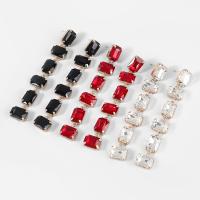 Strass Earring, Zinc Alloy, mode sieraden & voor vrouw & met strass, meer kleuren voor de keuze, 102x15mm, Verkocht door pair
