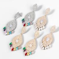 Rhinestone náušnice, Zinek, módní šperky & pro ženy & s drahokamu, více barev na výběr, 73x27mm, Prodáno By Pair