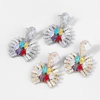 Rhinestone náušnice, Zinek, módní šperky & pro ženy & se zirkony & s drahokamu, více barev na výběr, 45x34mm, Prodáno By Pair