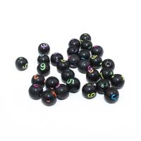 Alfabet Akryl perler, Nummer, penselføring, du kan DIY, flere farver til valg, 8mm, Hole:Ca. 1.6mm, 500pc'er/Bag, Solgt af Bag