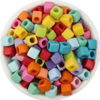 Solid Color Akryl perler, Square, du kan DIY, flere farver til valg, 7x7mm, Hole:Ca. 4mm, 200pc'er/Bag, Solgt af Bag